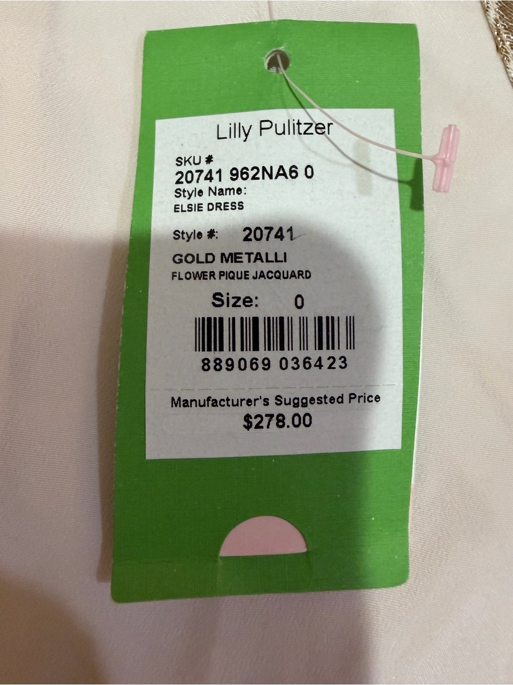 Lilly Pulitzer 🆕  Gold Metallic Elsie Dress Flower Pique Jacquard Size 0 - Picture 9 of 16